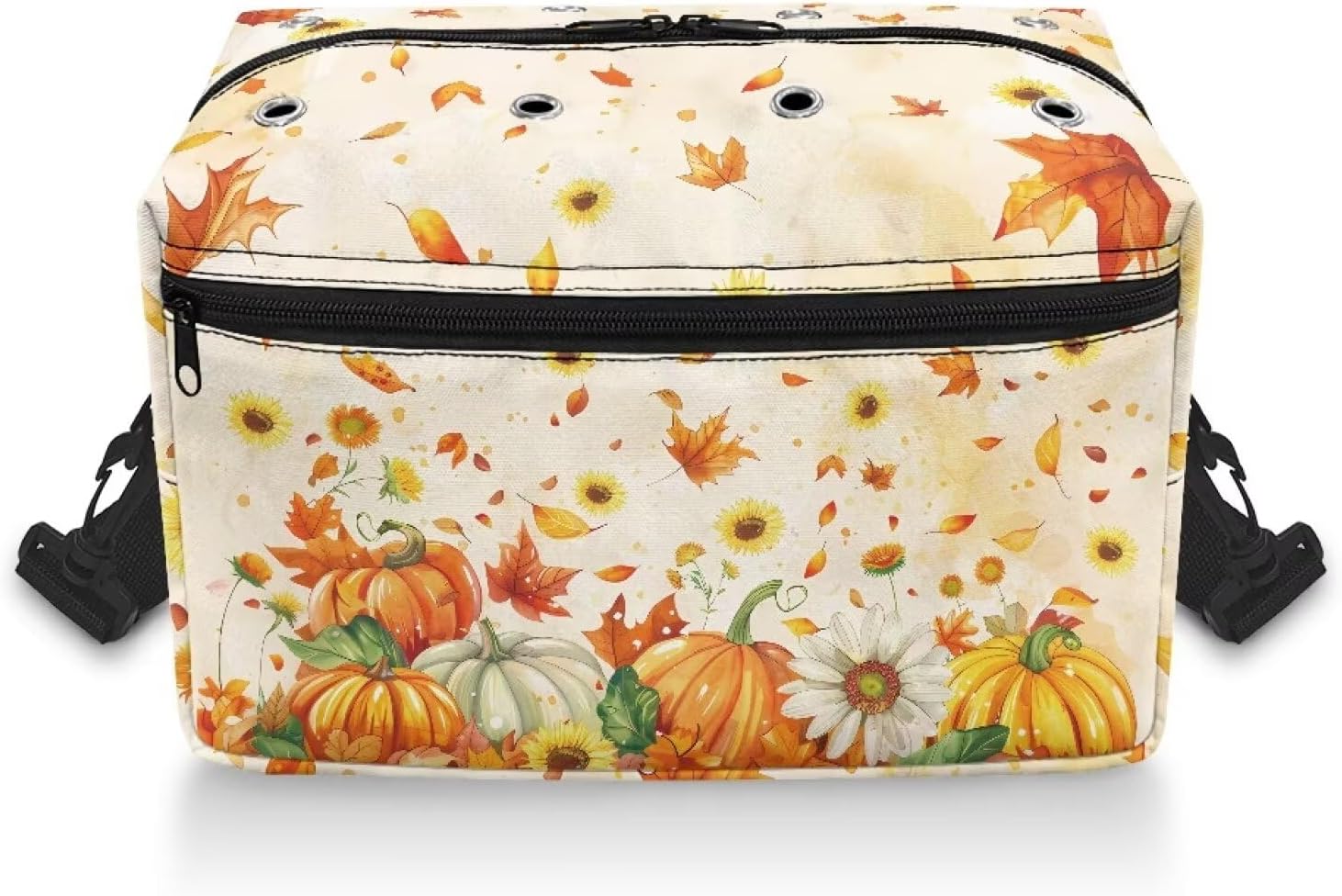 Pumpkins Maple Leaves Crochet Hook Case Thanksgiving Knitting Needle Organizer Comfortable Washable Crochet Storage Organizer for Knitting Supplies