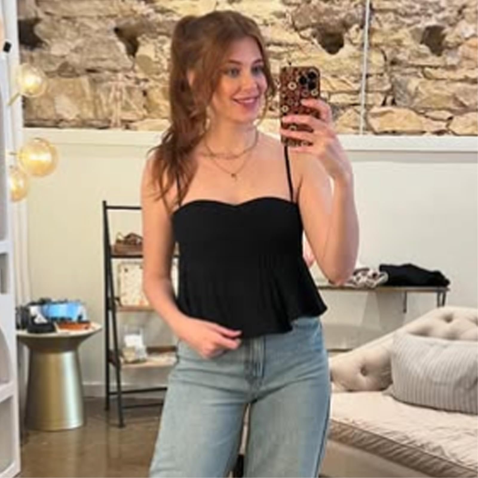 Chaleco de Mujer Deslizamiento Corset Top Mujeres Verano Negro Capas Cultivo Camisola con Correas Bustier Ruffled Encaje-up Sin Mangas-Black-m