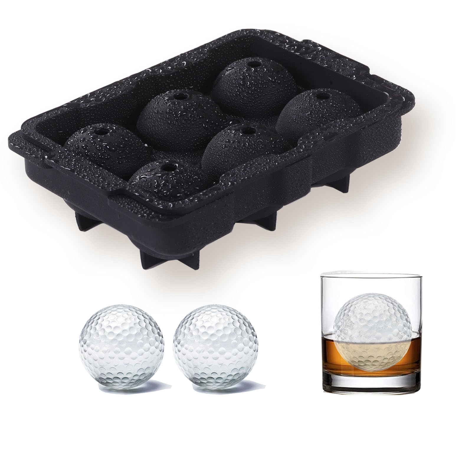 WIGERLON Golf Gifts Golf Ball Ice Maker for Whiskey, Bourbon, Cocktails,Large Sphere Round Ice Cube Molds