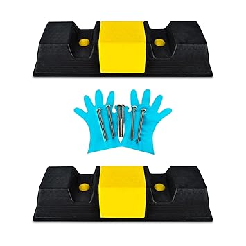 K T I Plastic Parking Stopper for Garage Floor, Blocks Car Wheels and Stops the Tires - Pack of 2 (500 X 100 X 150)