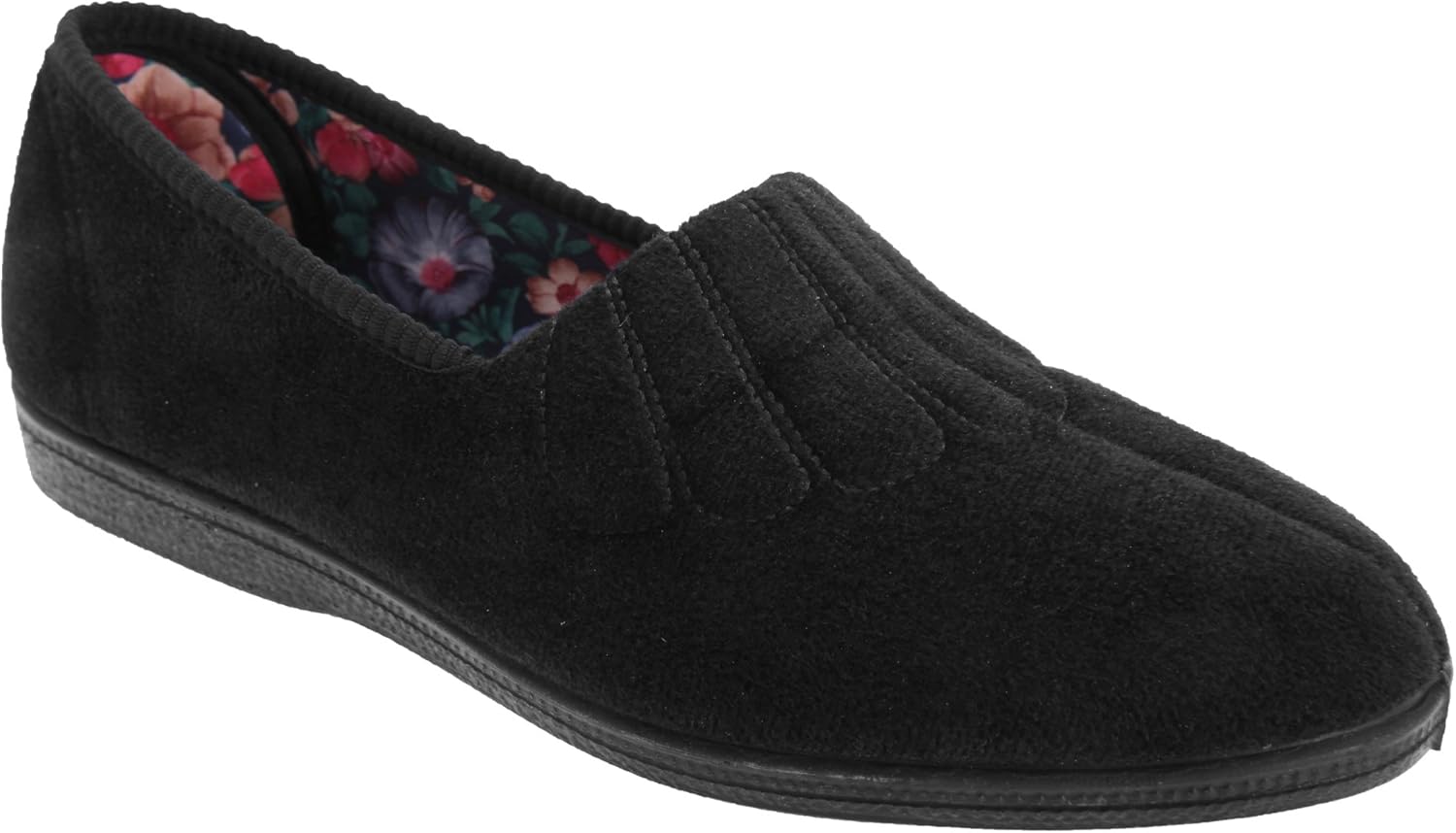 Sleepers Womens/Ladies Fan Stitch Wide Fitting Slippers (6 US) (Navy Blue)