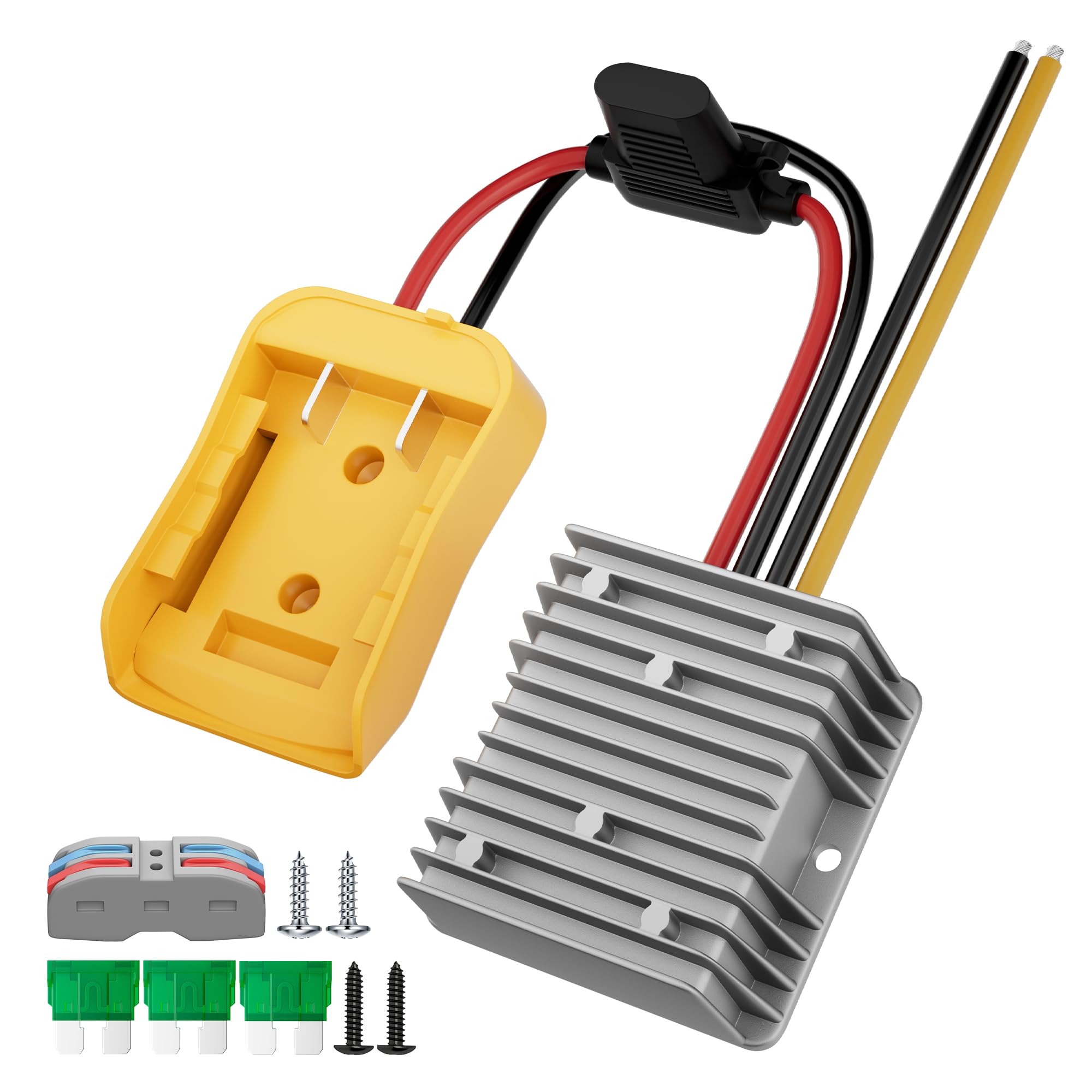 RVBOATPAT Step Down Converter for Dewalt 20V to 12V Adapter Power Wheel Battery Adapter DC 12V 20A 240W Inverter Automatic Buck Converter DC Voltage Regulator