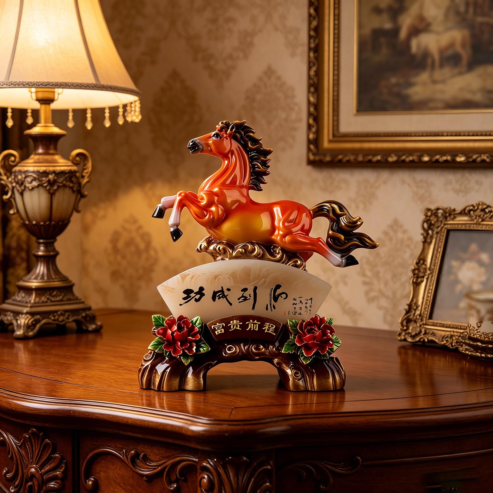 Statuetta di cavallo Feng Shui, statua in stile cinese per Capodanno lunare 2026, ideale per la decorazione della casa o dell'ufficio, ottimo regalo per nuovi inizi