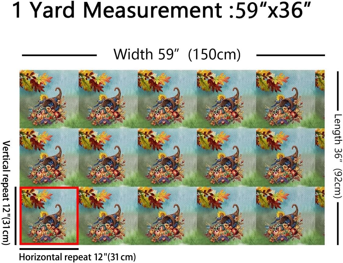 Erosebridal Fall Pumpkin Maple Leaves Decorative Fabric by The Yard Spring Summer Fruits Print Upholstery Fabric Sunflower Floral Birds Indoor Outdoor Fabric Retro Oil Painting Art Fabric 2 Yards