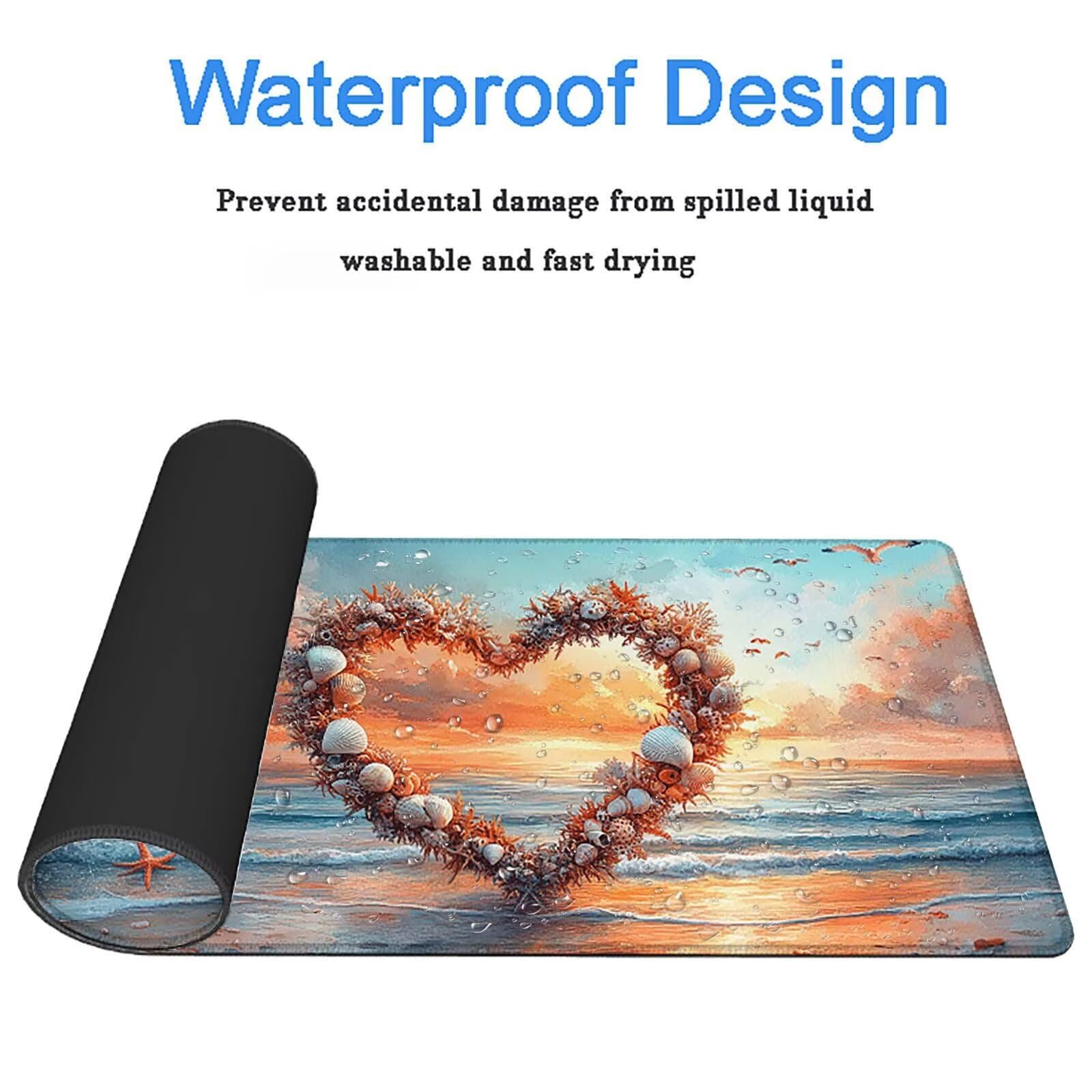 Tappetino Mouse Gaming, 1200x600mm Tappetino Mouse XXL spiaggia 0c0-244 | Mouse Pad Grande, Ottimizzato per i Sensori da Gioco, Migliora Precisione e Velocità, per Mac e PC, Amore