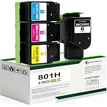 801H 80C1HK0 80C1HC0 80C1HM0 80C1HY0 High Capacity Toner Cartridges | Fits for Lexmark CX410 CX410de CX410dte CX410e CX510 CX510de CX510dhe CX510dthe Printers Black Cyan Magenta Yellow, 4-Pack