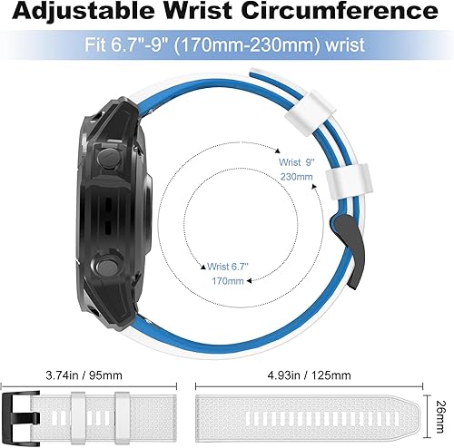 Vista 33 de OVERSTEP Correas de ajuste rápido compatibles con Fenix 5X Watch Band, correa de silicona suave de 1.024 in para Garmin Fenix 5X/Fenix 5X Plus/Fenix