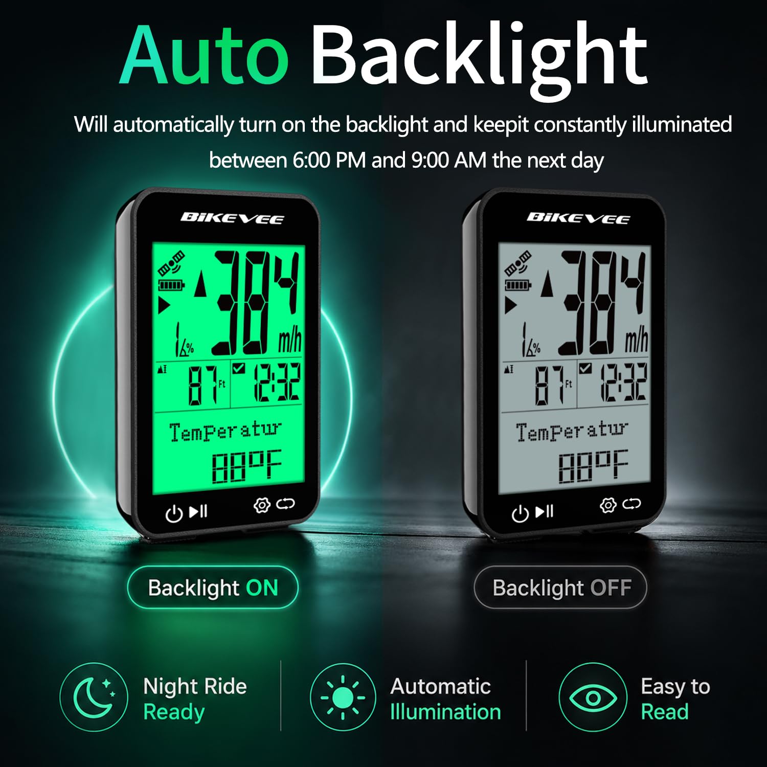 Fahrradcomputer GPS Kabellos Tacho Fahrrad IPX7 Wasserdicht 2,4 Zoll Display mit Temperatur Steigung Höhe Auto Start Stopp KMH MPH 9 Sprachen