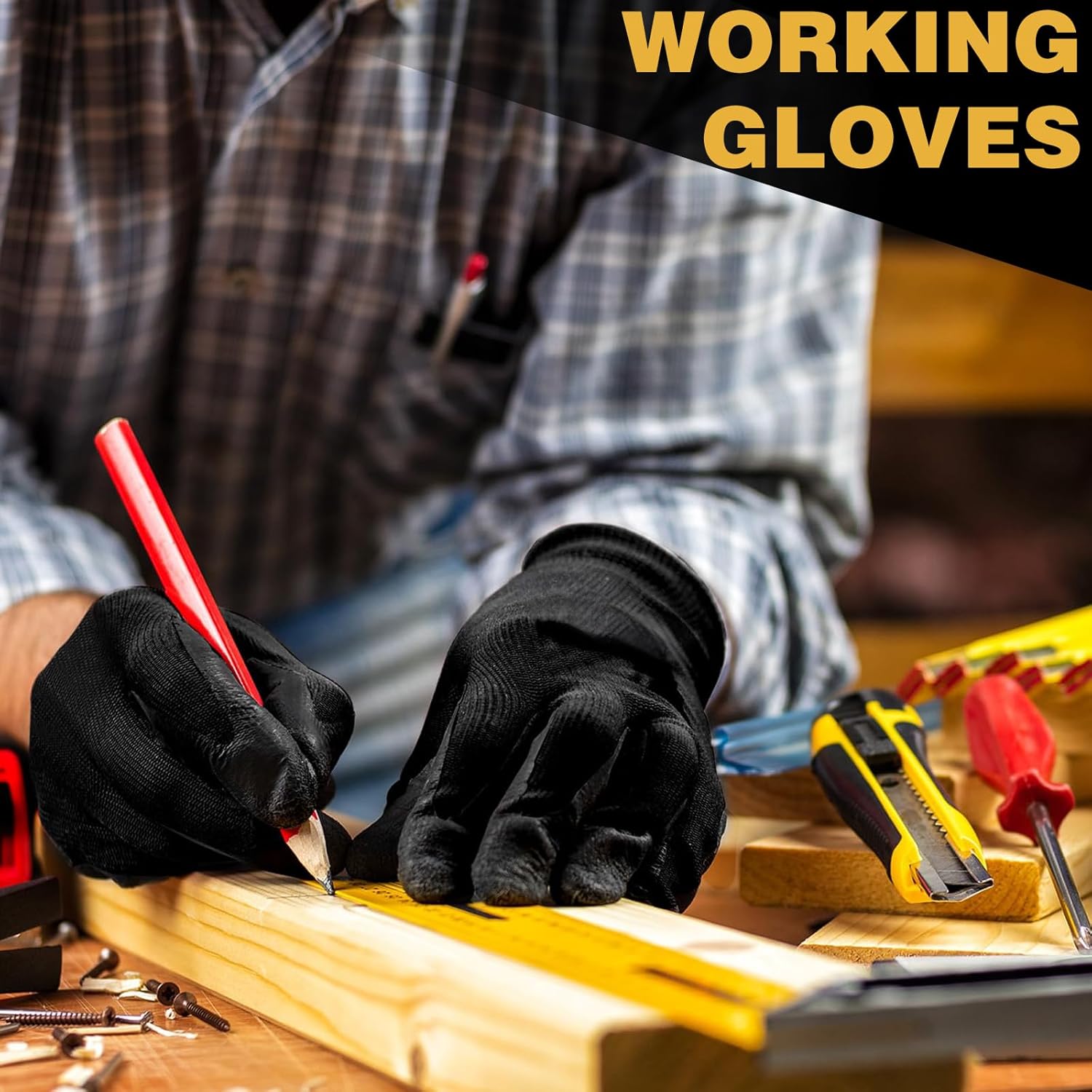 48 Pairs Gardening Gloves for Men and Women, Breathable Rubber Coated Safety Work Gloves Bulk for Construction, Yard, Garden, Lawn, Outdoor (Black & Blue)
