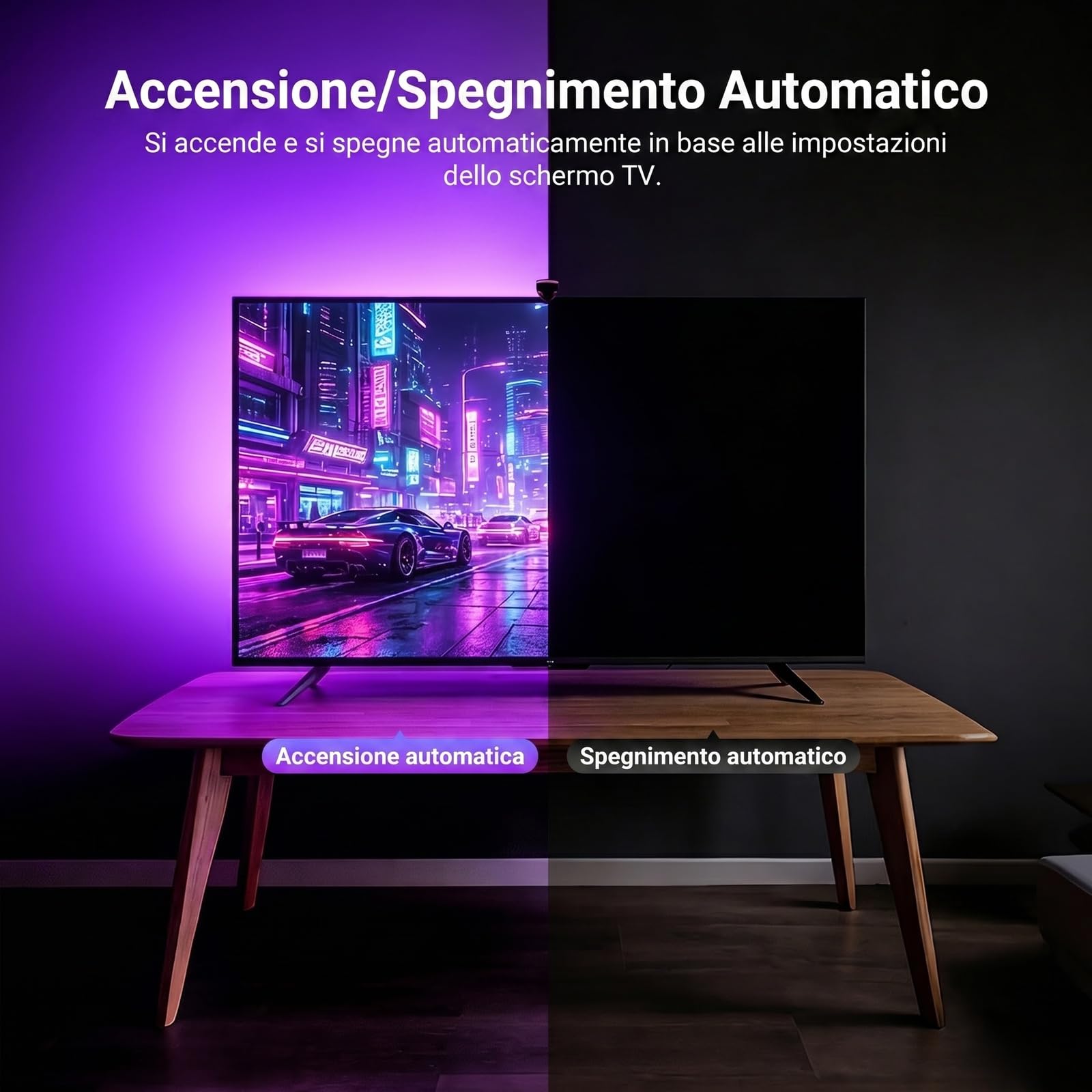 NEEWER BASICS Retroilluminazione LED per TV 75"-85",Striscia LED RGB 5m con Sensore Cambio con TV, On/Off Programmato,Sinc del Colore a Ritardo Zero,Sinc Musicale,24 Effetti Scena,Controllo App,NS03