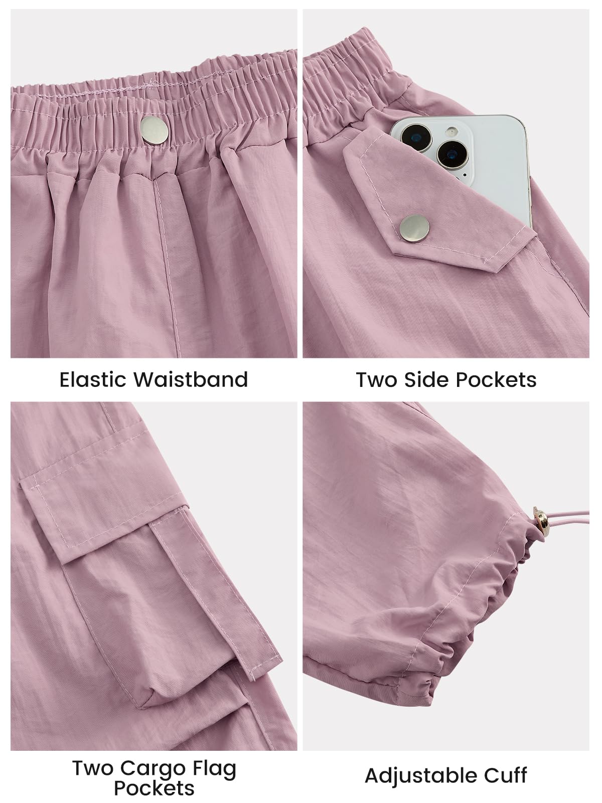 JiAmy Pantaloni cargo da ragazza, gamba larga con elastico in vita, pantaloni larghi casual elasticizzati da danza joggers Y2k per bambini da 5 a 13 anni