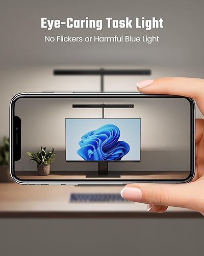 Miniatura 7 de SUPERDANNY Lámpara LED de escritorio para oficina y hogar, luz de escritorio con cuello de cisne ajustable, control táctil de 12 W, brillo