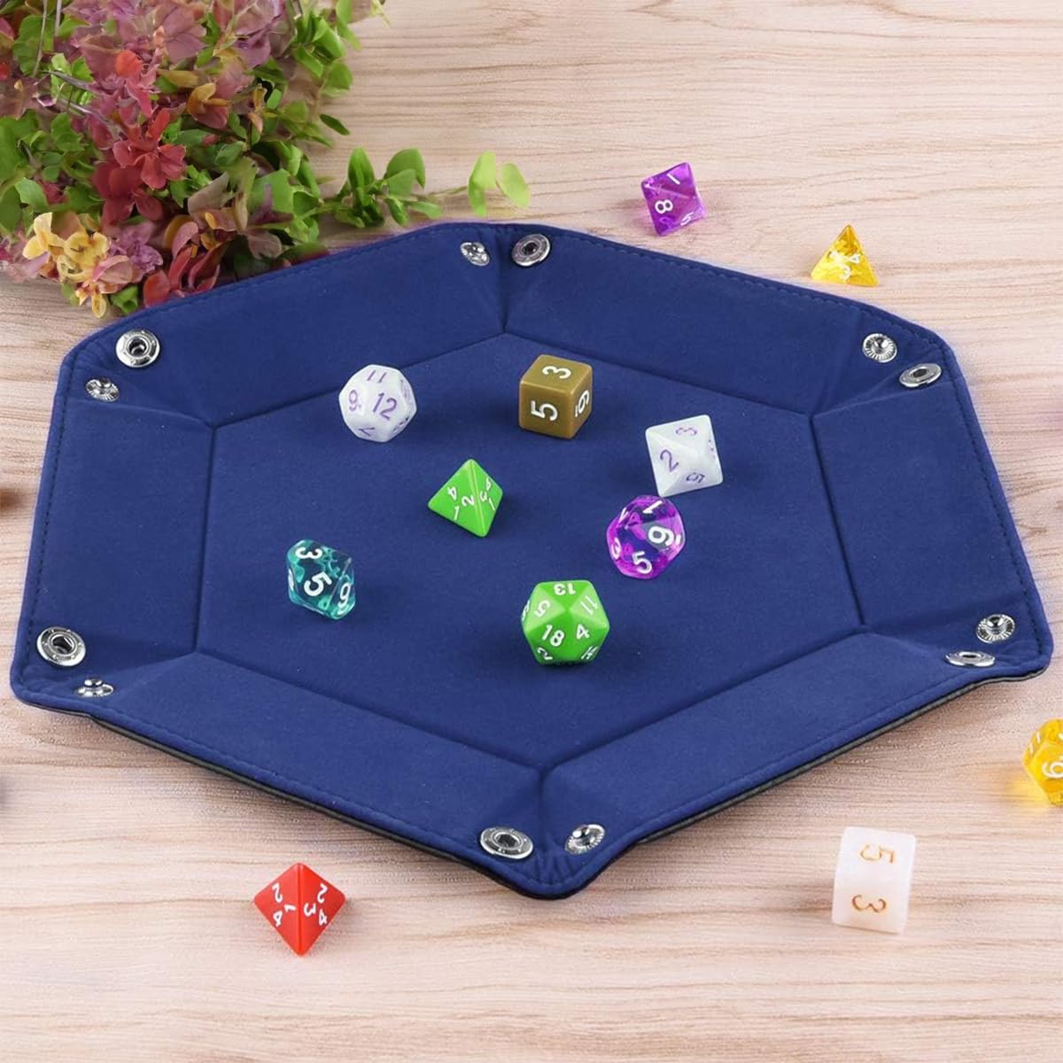 2 Pezzi Tavole per Dadi in Pelle Pieghevoli, Vassoio per Dadi in Velluto, Double Face Tappetino per Dadi per Dungeons and Dragons RPG e Giochi da Tavolo (Rosso+Blu)