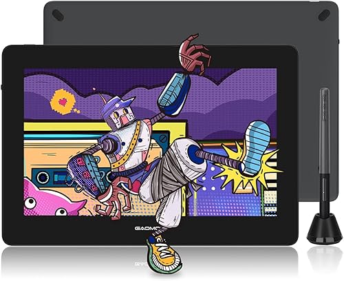 GAOMON PD1320 - Tableta de dibujo de 133 pulgadas con soporte de inclinación y soporte de cuero ajustable para Windows Mac Android OS