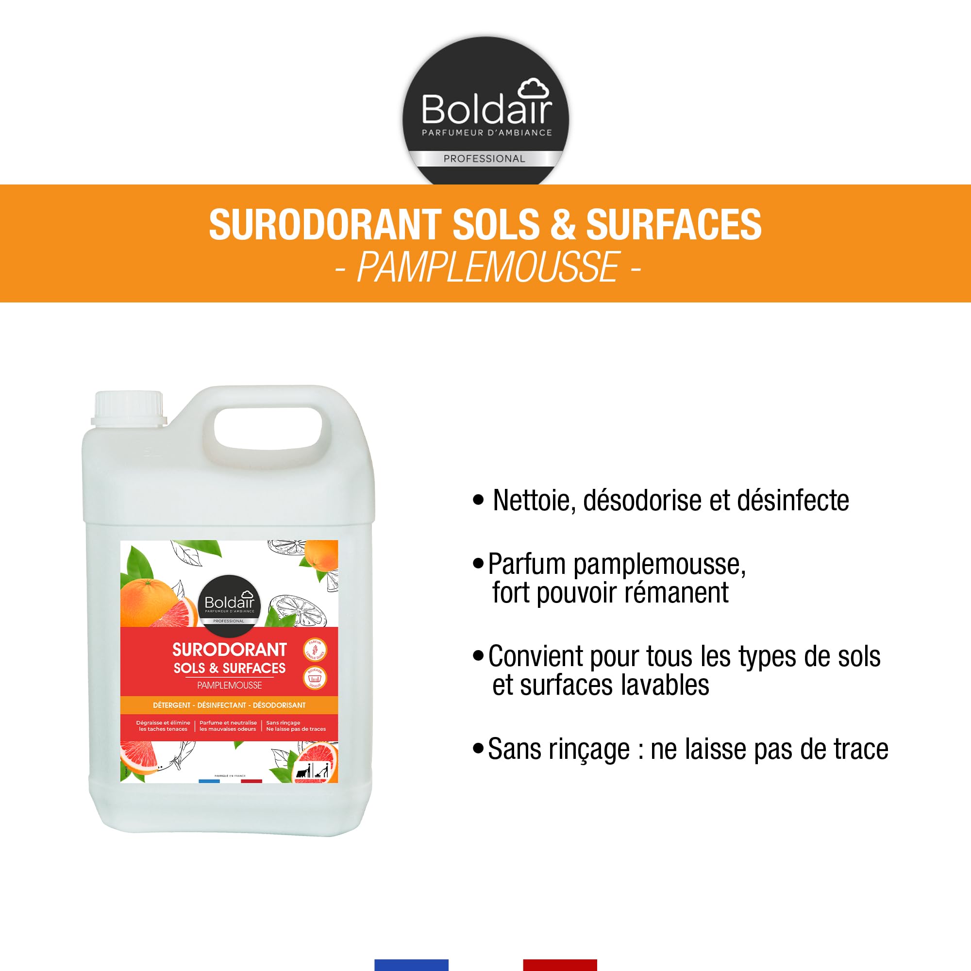 Image secondaire de Boldair Surodorant Pamplemousse 5L - Détergent et Désinfectant Multi-Surfaces