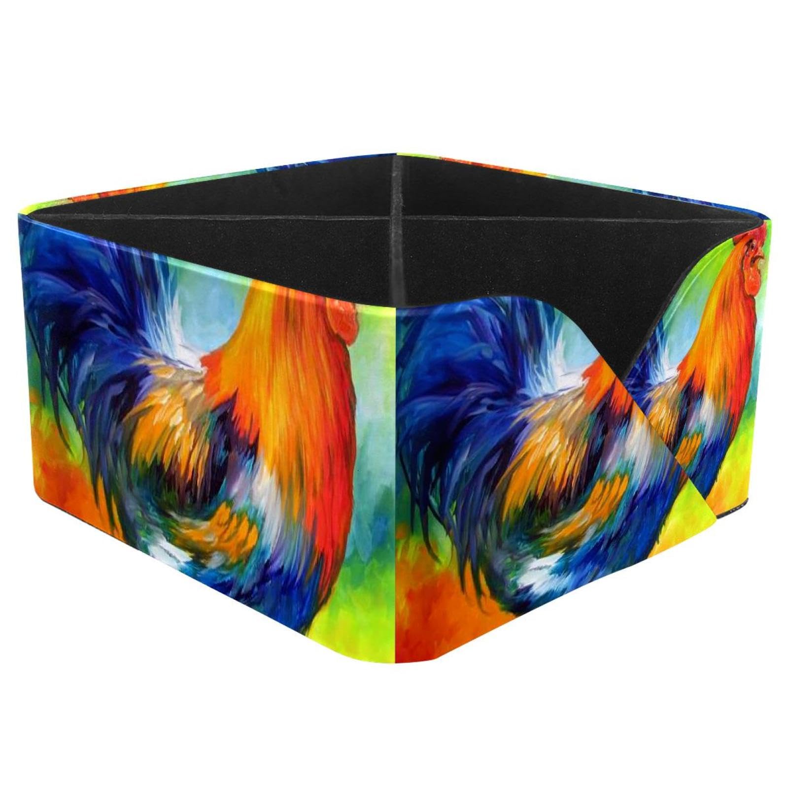 KengjuTesu Rooster Desktop Organizer Pen Holder, Rectangular Pencil Cup for Office, Study and Makeup Stations