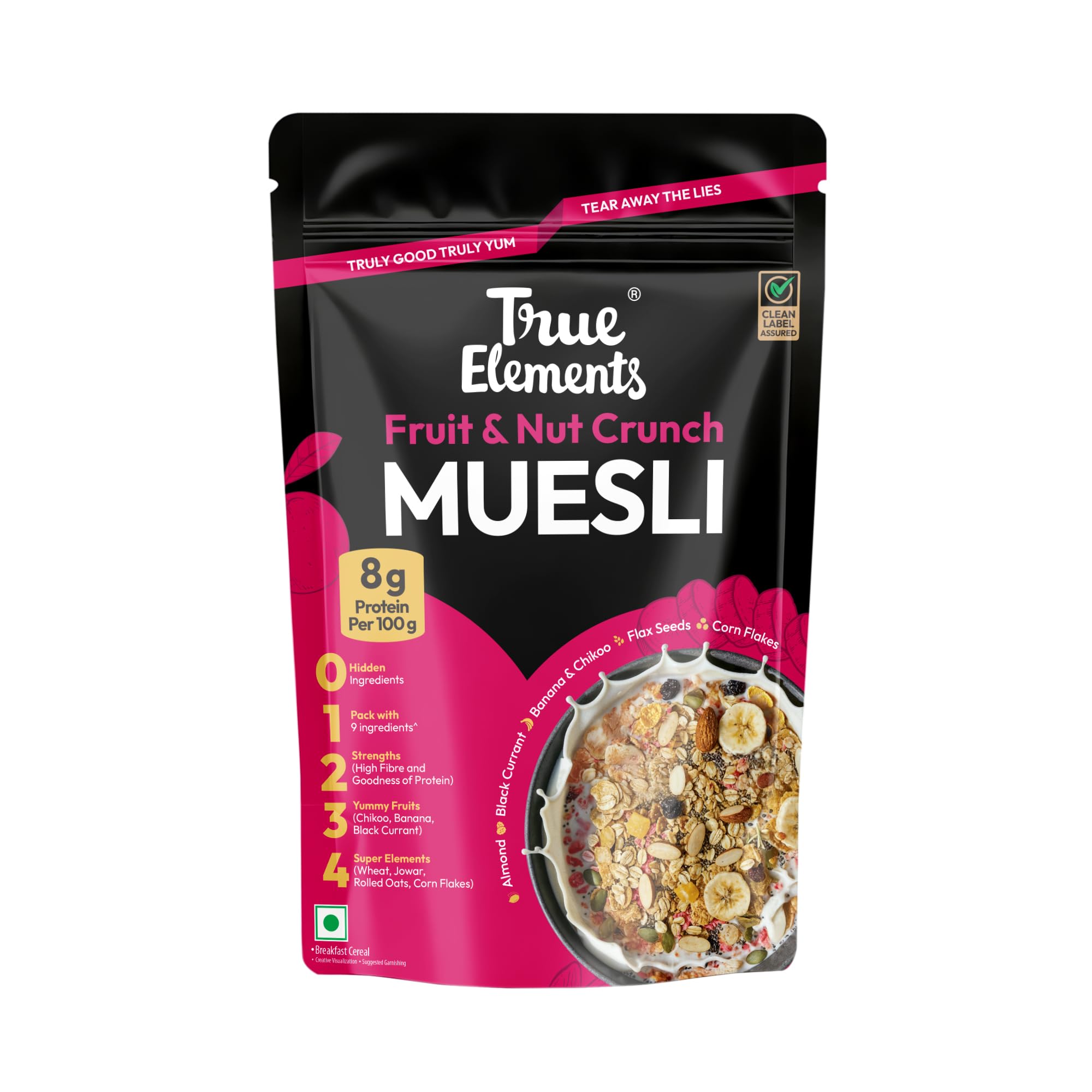 True Elements Muesli Fruit and Nut - Fruity Nuts Delight Muesli 700g - 100% Wholegrain | Made with 17% Millets | Rich in Fibre & Protein | Breakfast Cereal | Diet Food-image-27