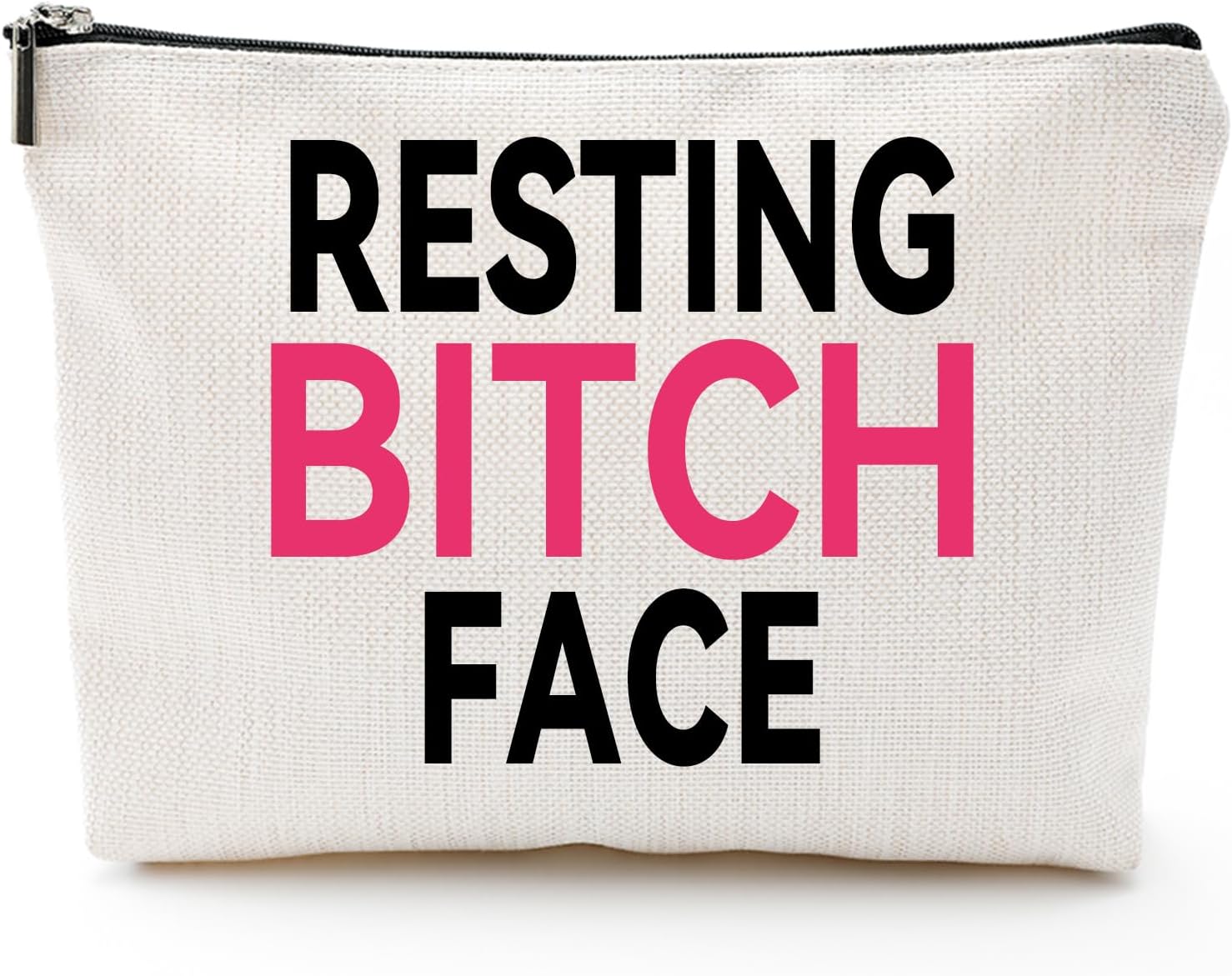 Funny Makeup Bag for Women – Resting Bi*ch Face Cosmetic Pouch – Sassy and Trendy Travel Bag for Beauty Essentials, Gifts for Friends, Girls, and Coworkers