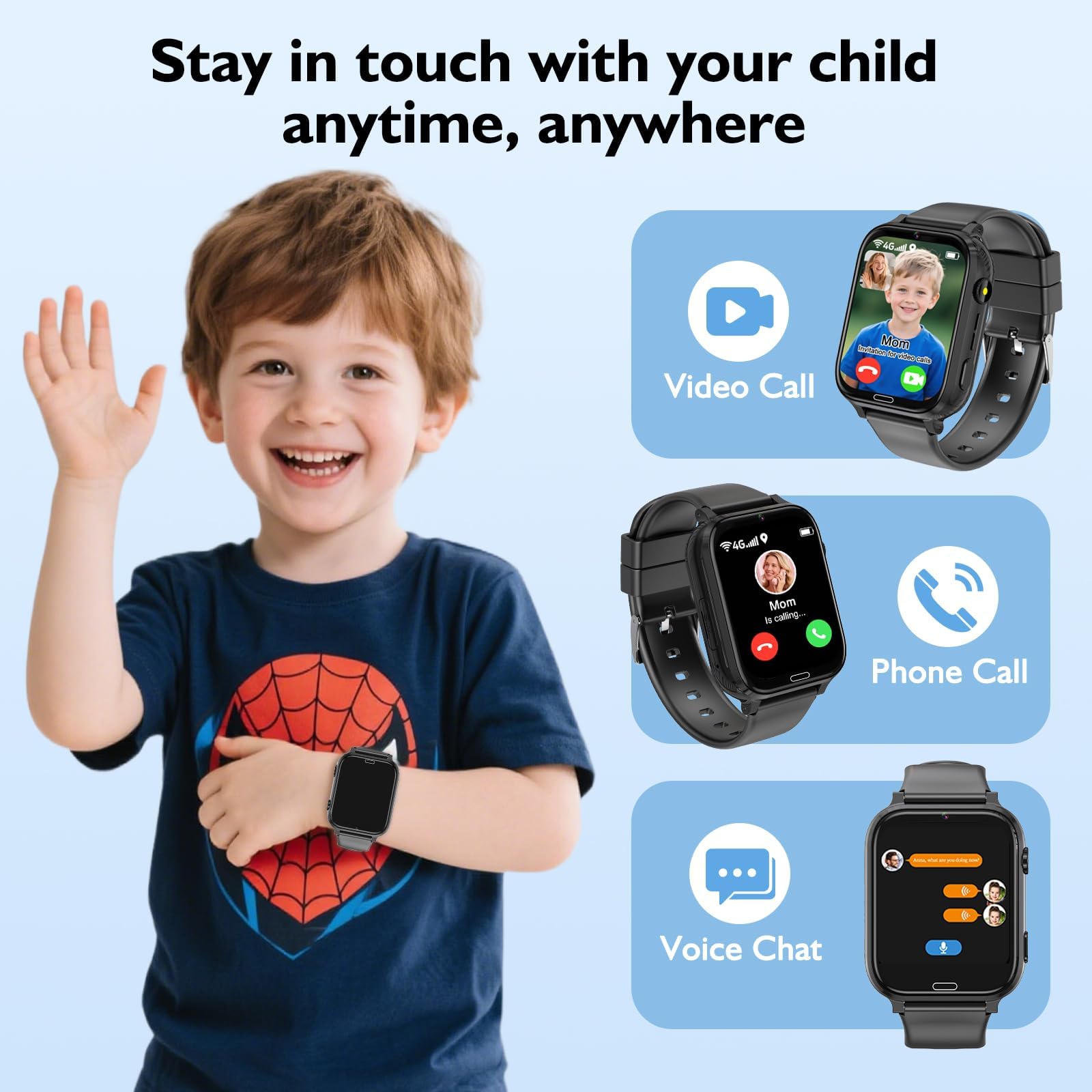 MOONKIDS Kinder Smartwatch Kinder mit GPS und Telefon, 4G Smart Watch Kinderuhr mit Voice Chat, SOS, IP67, Wasserdicht, Spielr, Geschenke für Jungen und Mädchen (Rosa)