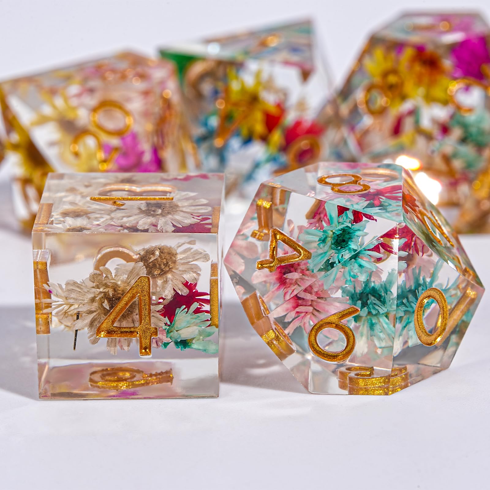 HKDZ DND Dice Set Resin With Box and Bag, D&D Polyhedral Dice for Dungeons and Dragons Role Playing Inclusions D20 D12 D10 D8 D6 D4 - Image 4
