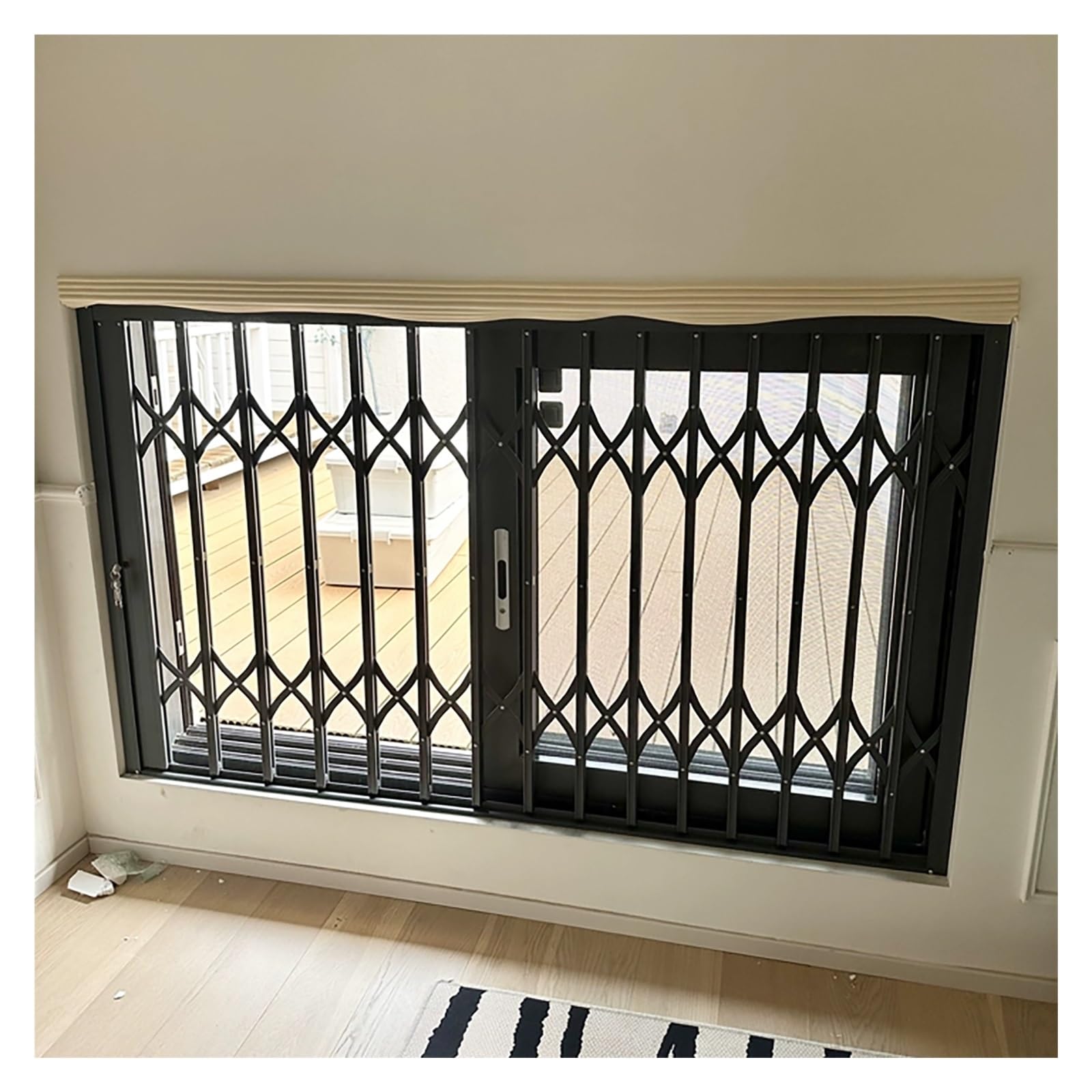 Inferriate per Finestre Protezione per Finestre in Lega di Alluminio per Camere da Letto/Studi, Griglia di Sicurezza Pieghevole con Serrature E Accessori(68x36in/172.7x91.4cm)