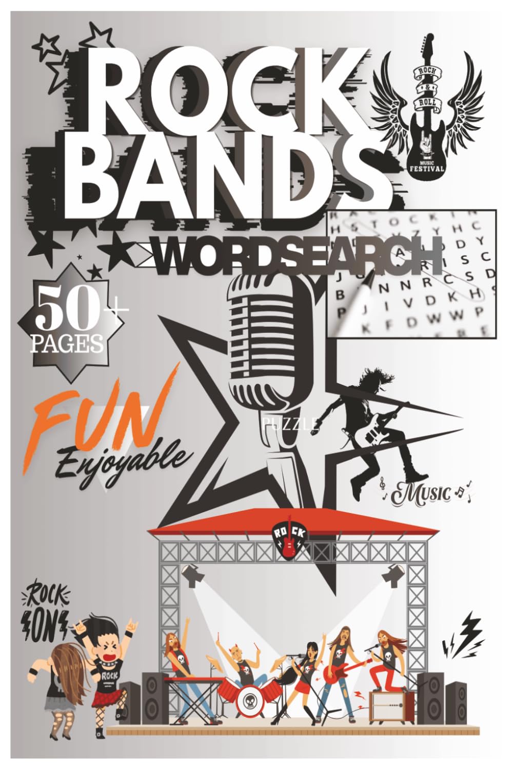 ROCK BAND THEME PUZZLE: Fun and relaxing word search puzzle, enjoyable puzzle while listening to your favorite bands