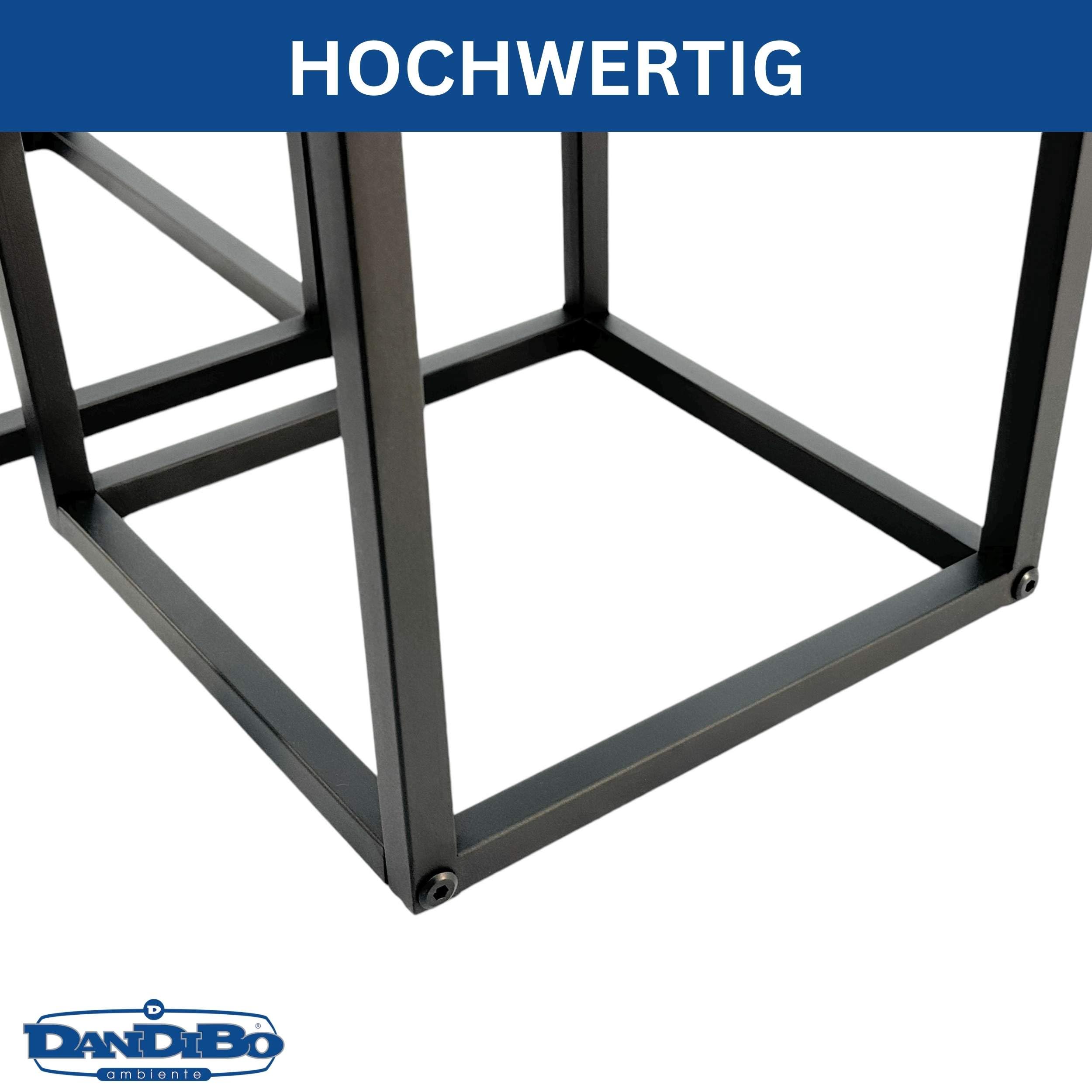 DanDiBo Pflanzenständer Metall Schwarz Eckig 2er Set 60 cm und 70 cm Beistelltisch Blumenhocker Blumenständer Blumensäule Design Modern Pflanzenhocker