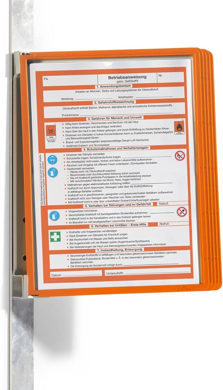 Durable VARIO Magnet Wall 5 A4 Orange 591409
