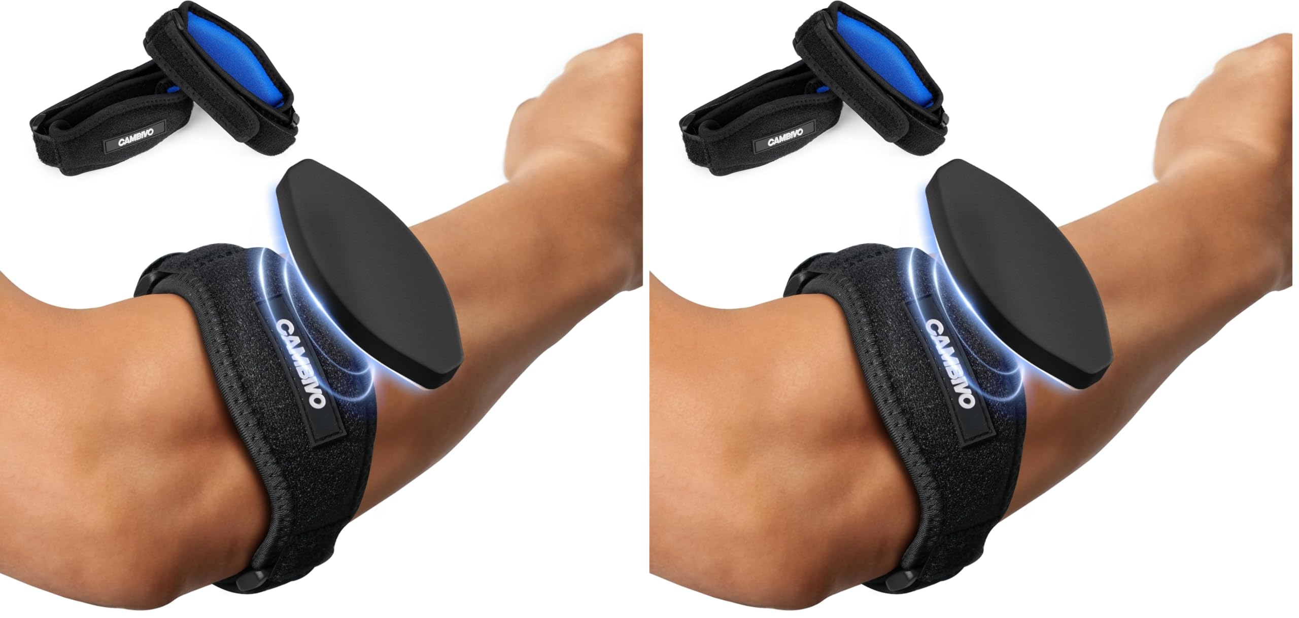 CAMBIVO 4 Pack Tennis Elbow Brace for Men &amp; Women, Elbow Pain Relief for Tendonitis, Tennis &amp; Golfer's Elbow, Adjustable Elbow Strap with Compression Pad (Black)