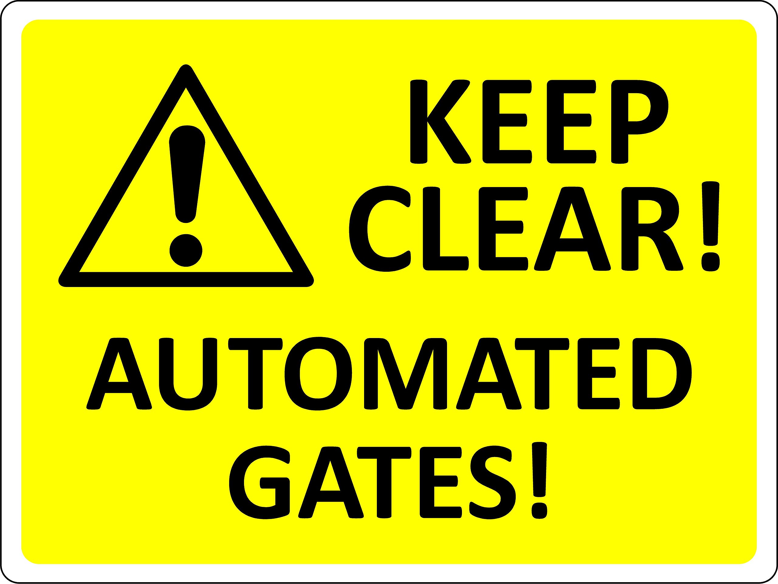 Automated gates keep clear Safety sign - 3mm Aluminium sign 300mm x 200mm โ image 1