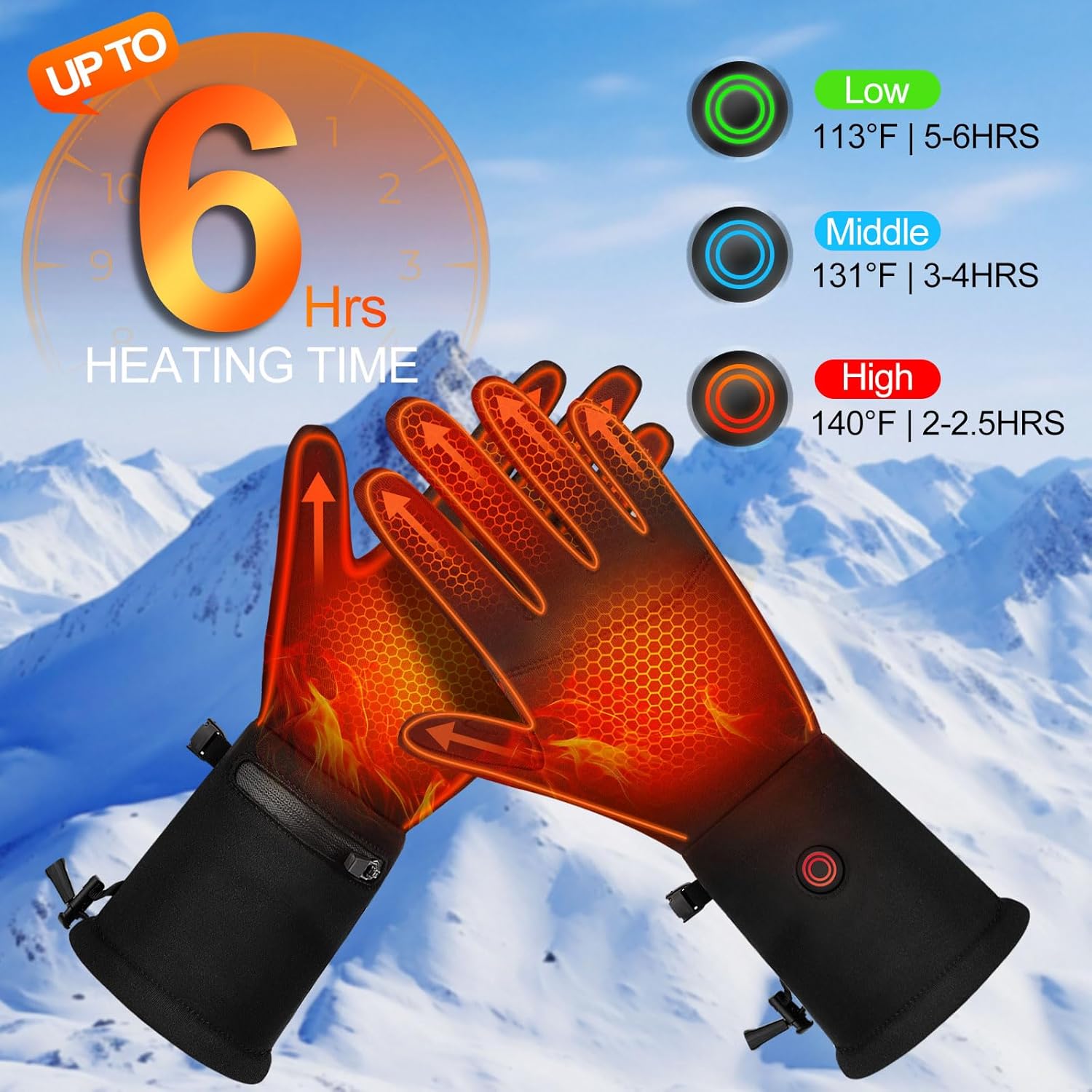 Heated Gloves for Men Women Rechargeable Liner Gloves Thin Heated Running Hiking Gloves Women - Image 3