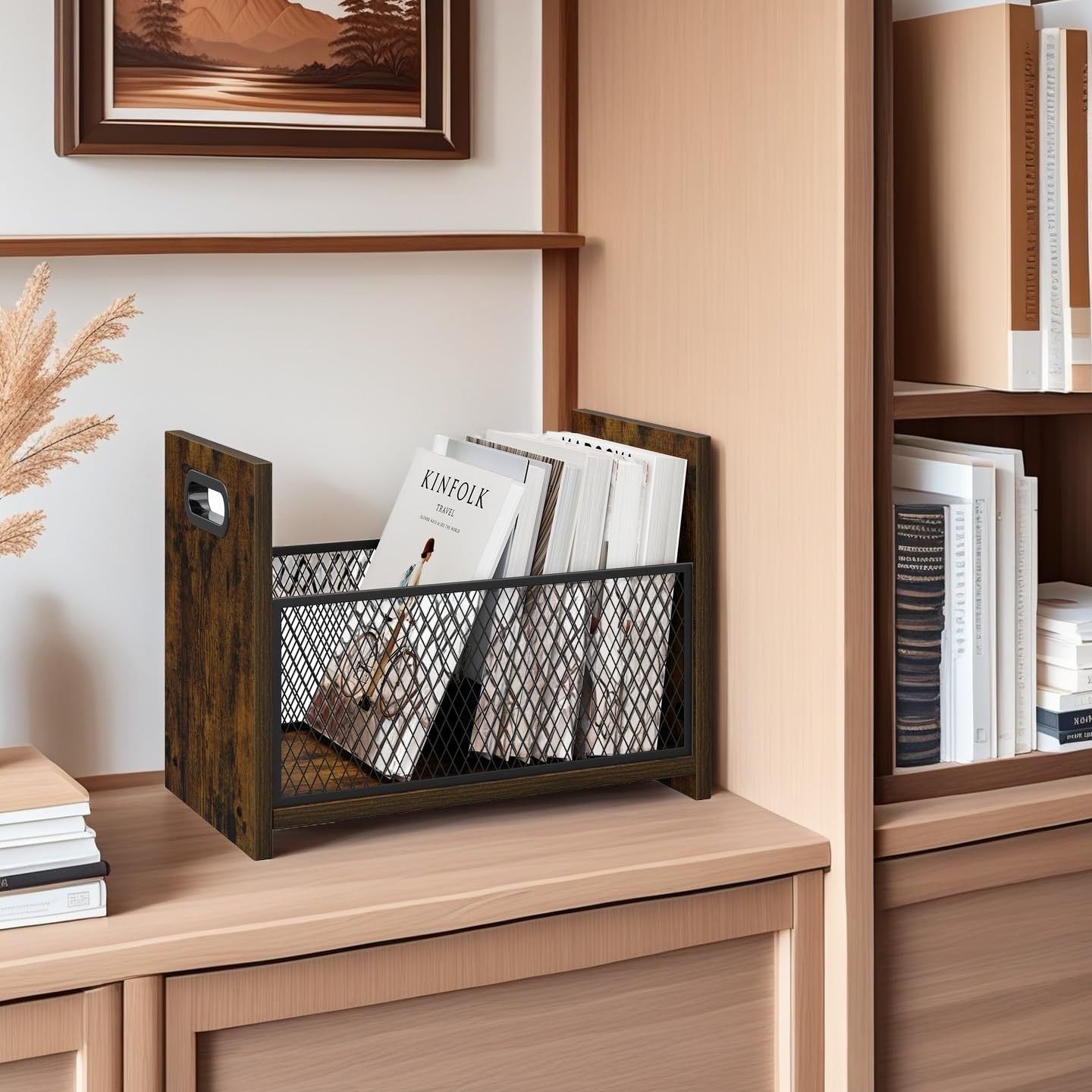 Grande portariviste da pavimento, set di 2, in vinile, porta riviste, per lettere, libri, giornali, scrivania e ufficio domestico, 39 cm di lunghezza x 22,1 cm di larghezza x 30 cm di altezza