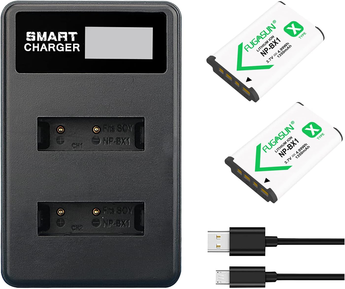 2 pcs NP-BX1 NPBX1 BX1 Battery With LCD Battery Charger for ZV1, DSC-RX100VII/DSC-RX100M7,DSC-RX100 II/RX100M II,DSC-RX100 III/RX100M3,DSC-RX100 IV/RX100M4,DSC-RX100 V/RX100M5, WX300,WX500