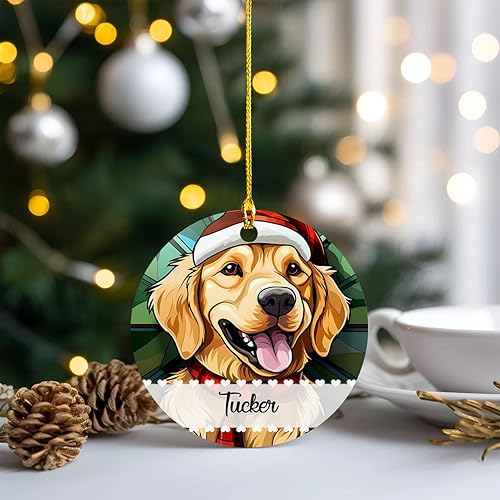 Miniatura 4 de Golden Retriever - Adorno de perro Golden Retriever de Navidad, adorno navideño de Golden Retriever para árbol de Navidad, adorno personalizado para