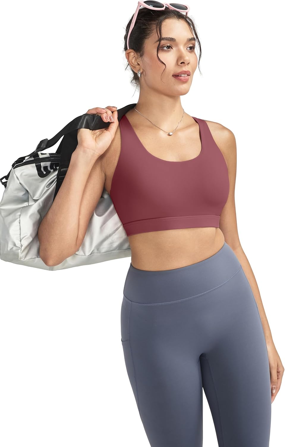RUNNING GIRL Sports Bras for Women,Padded Strappy Sports Bras Criss-Cross Back Medium Support Sports Bras with Removable Cups thumbnail