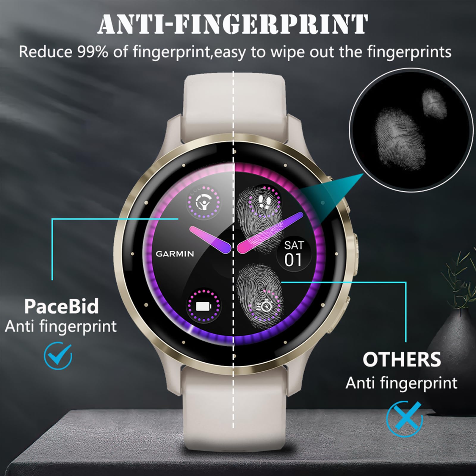 Bodyguard Pellicola In Vetro Temperato Per Garmin Venu 3s | 2 Pezzi | Spessore 0,15 Mm | Anti-Graffio, Anti-Olio, Anti-Bolle | Alta Trasparenza E Sensibilità Touch | Facile Installazione