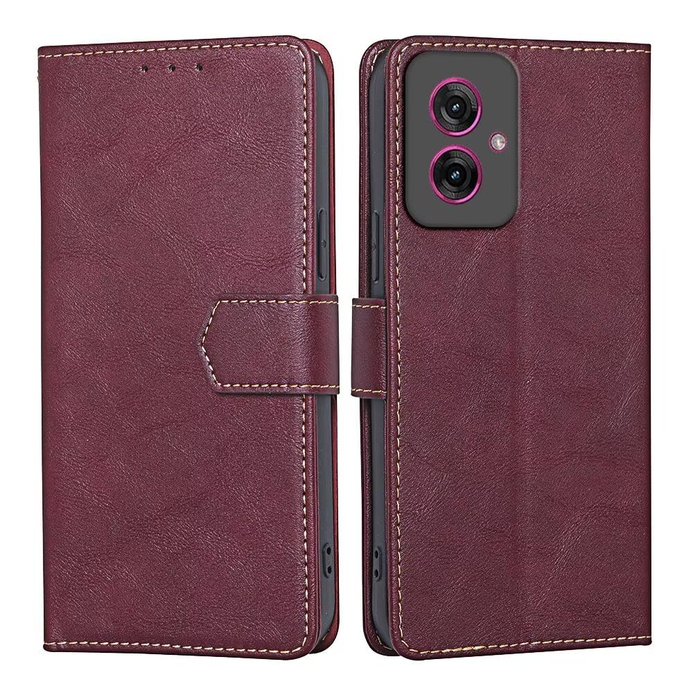 RankOne Etui na telefon Motorola Moto G55 5G (6,49" cala) etui na telefon komórkowy ze skóry - etui z zapięciem magnetycznym - etui ochronne - czerwone