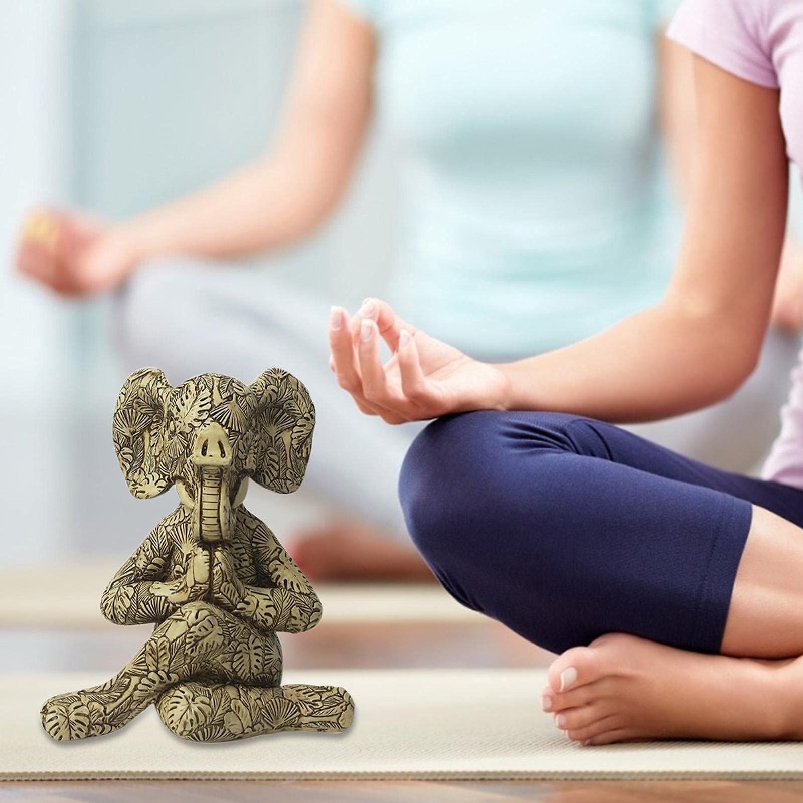 Medytująca dekoracja słonia, miniaturowa figurka ogrodowa zen joga słoń do wnętrz/na zewnątrz Zen ogrodowe figurki, ozdoba do ogrodu wróżki, domu, na taras, taras, podwórko, unstdeko