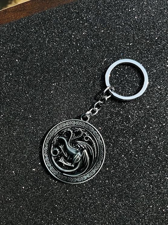 Image of Metallic Game Of Throns Gothic Dragon Fire And Blood Keychain