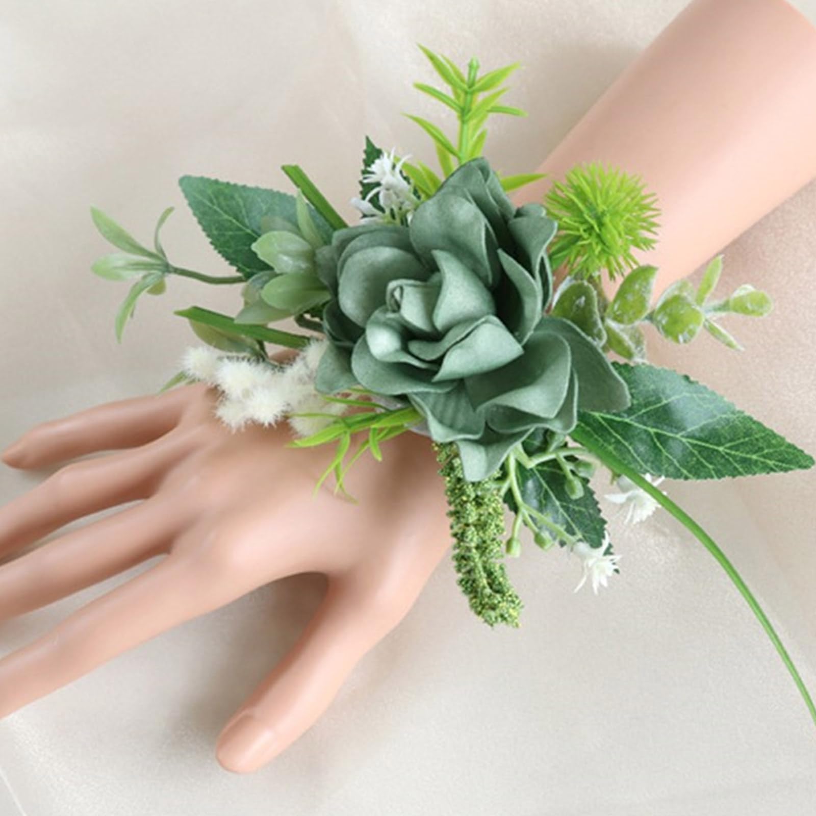 Delicato bouquet da polso da sposa con fiore per testimoni dello sposo, fiore all'occhiello artificiale, braccialetto per corpetto per feste, 6 pezzi