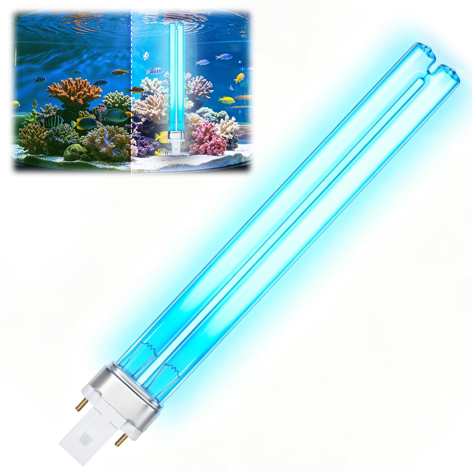 Ampoule UV-Desinfektionslampe 11W G23 pour Bassin Aquarium Filtre, Remplacement Désinfection Eau Anti-Algues