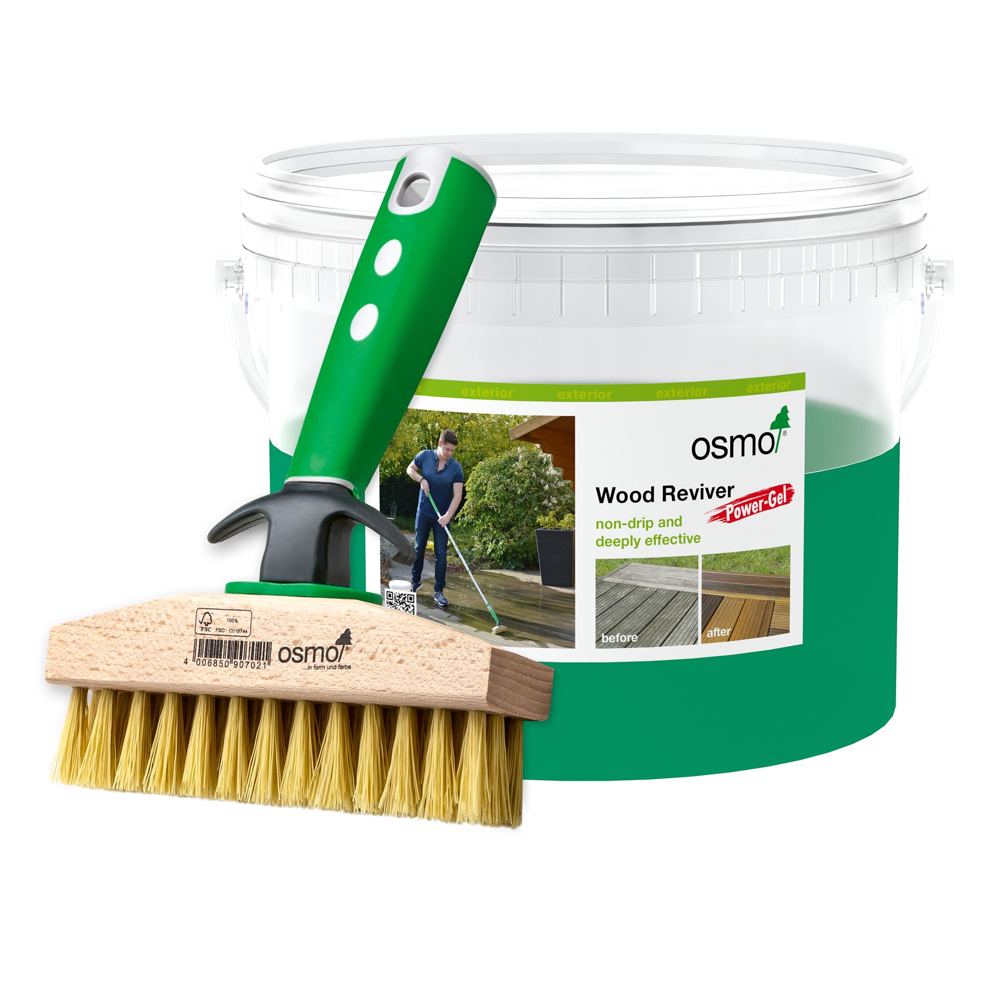 Osmo Clear Wood Reviver Power Gel And Decking Brush 2.5L