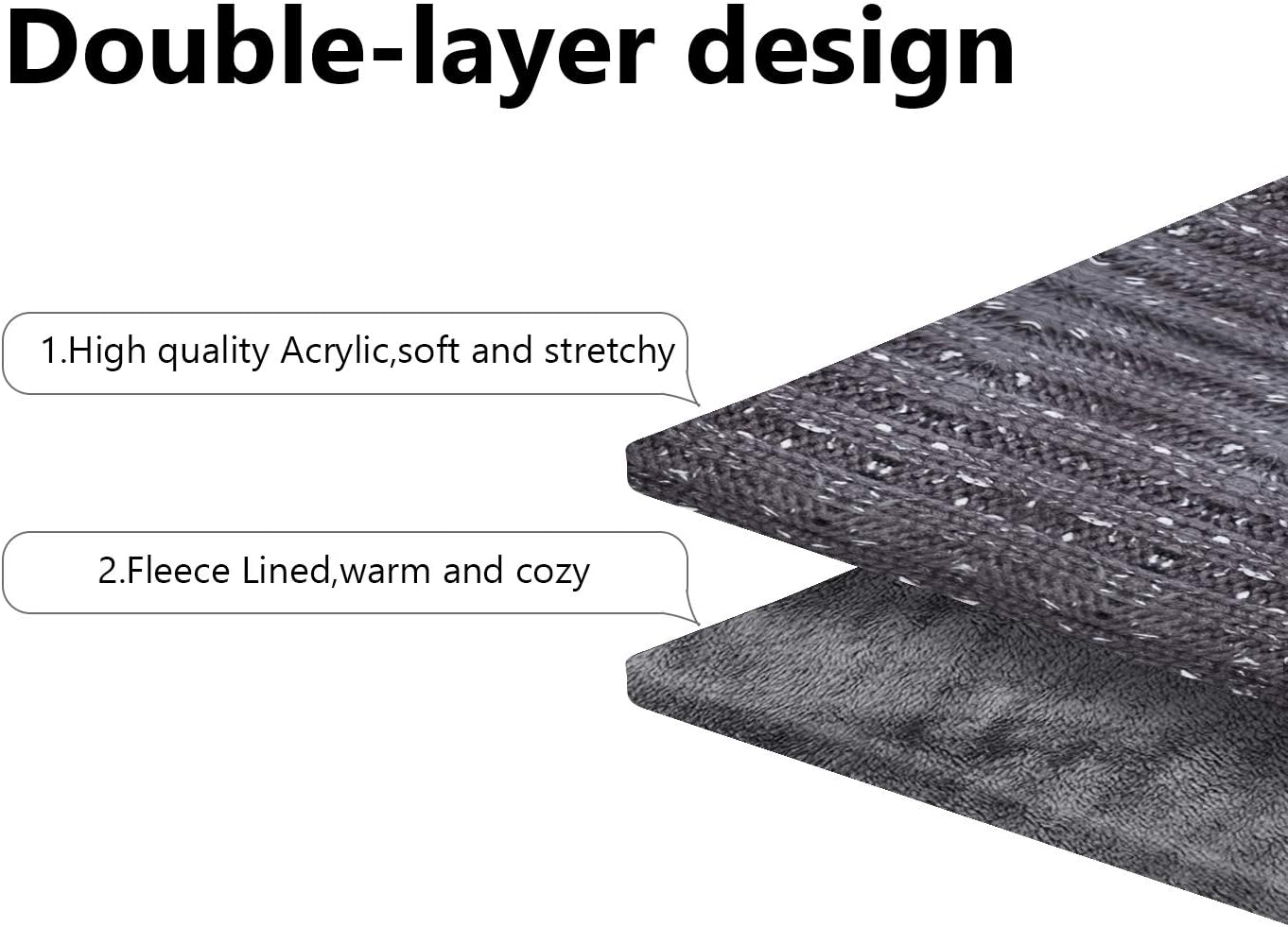 LCZTN Womens Pom Beanie Hat Scarf Set Girls Cute Winter Ski Hat Slouchy Knit Skull Cap with Fleece Lined - Image 3