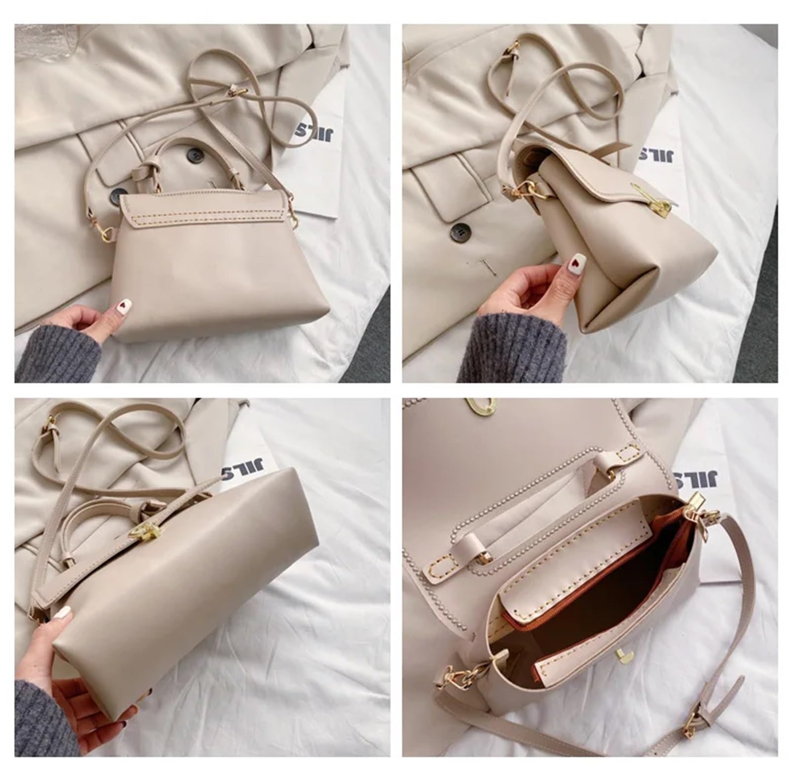 DIY Kunstleder-Handtaschen-Herstellungsset Damen-Schulterhandtasche, einfaches Taschenherstellungsset, handgefertigt, DIY-PU-Ledertasche, Strickset, Materialzubehör for Nähen von Taschen(Num2 Brown)