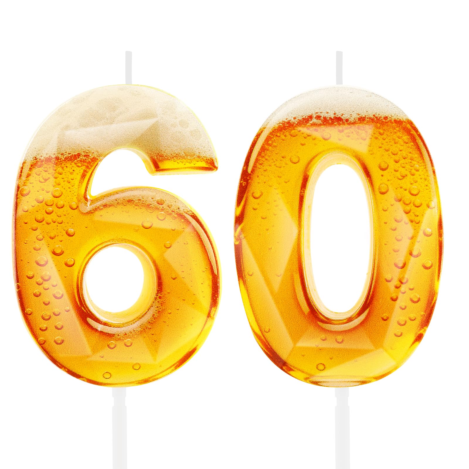 Funny Beer Themed Birthday Candles for Men, 60th Birthday Cake Topper Decorations for Beer Lovers, Novelty Design Party Supplies for 60 Year Old Dad Husband Grandpa