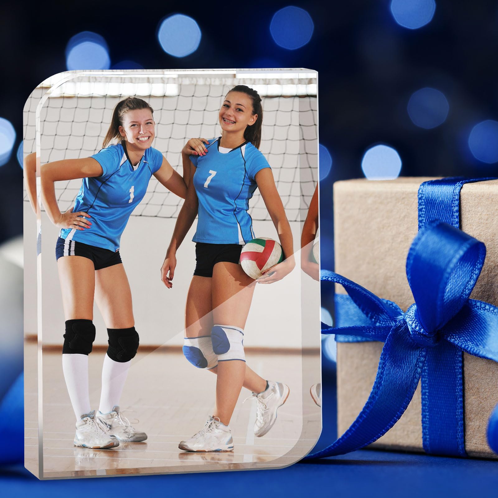 Qunclay 6 Pieces Sublimation Blanks Crystal Tabletop Decor 5.91 x 4.33 Inch DIY Glass Picture Frame Sublimation Slate Heat Transfer Photo Frame Rectangle Decorative Signs Plaques for Wedding Birthday