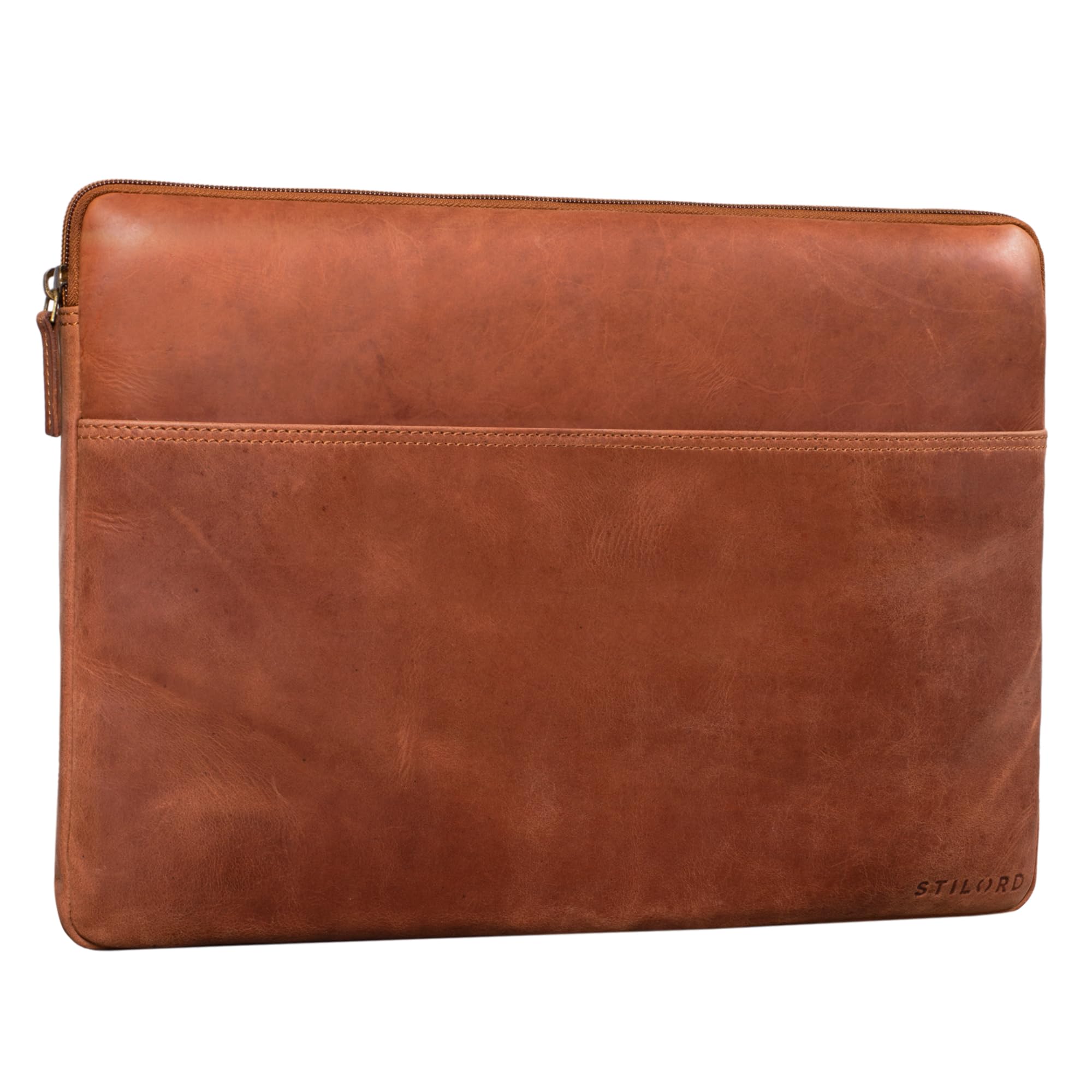 STILORD Murphy Laptoptasche 15.6 Zoll Leder Vintage Sleeve ideal als MacBooktasche 16 Zoll Laptop Hülle 15 Zoll Notebook Tasche Schutzhülle Dokumentenmappe Farbe:aneto - braun