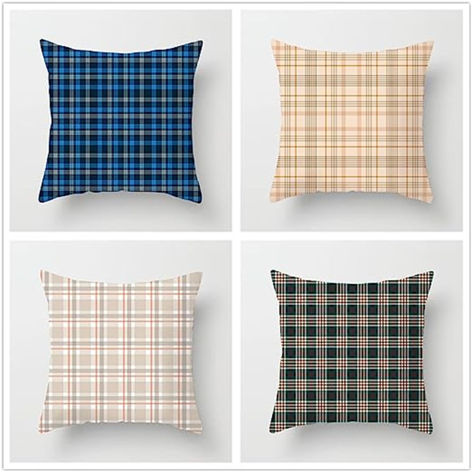 Amazon.co.jp: クッションカバー 35X35cm チェック柄 リネ座布団カバー