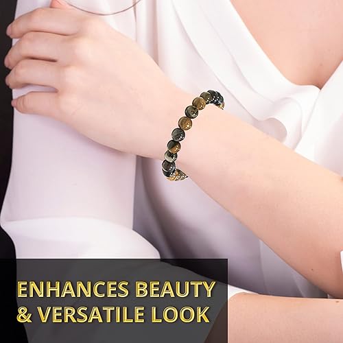 Vista 158 de Money Attraction Bracelet for Wealth, Prosperity & Success – Abundance & Good Luck Feng Shui Bracelet with Pyrite, Citrine, Tiger Eye & Green Green