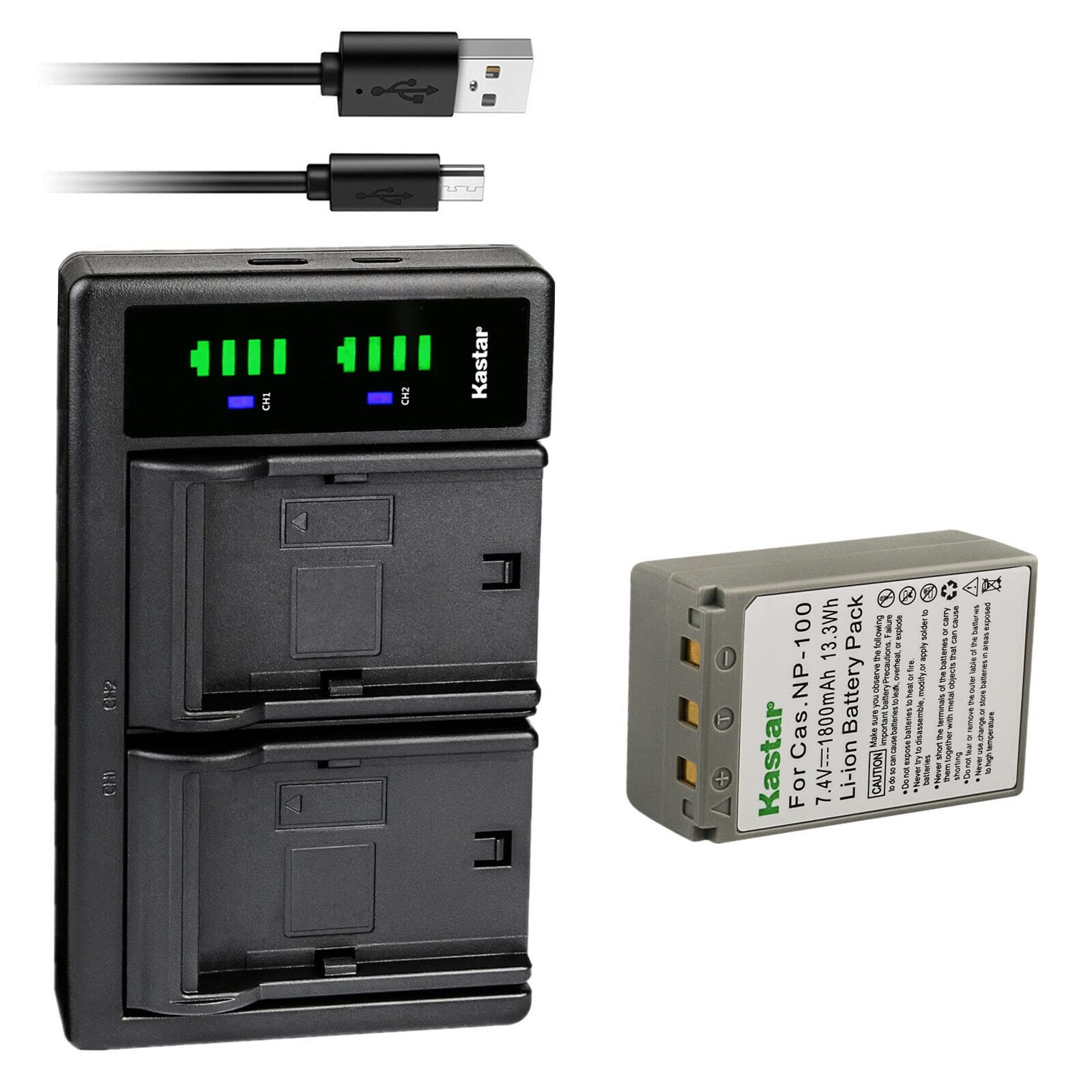 Kastar 1-Pack CNP100 Battery and LTD2 USB Charger Compatible with Casio NP-100 NP-100L NP-100DBA Battery, Casio BC-100L Charger, Casio Exilim Pro